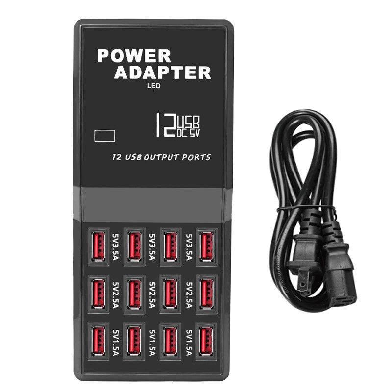12-Port High-Power Multi-Functional Smart USB Charger for Phones