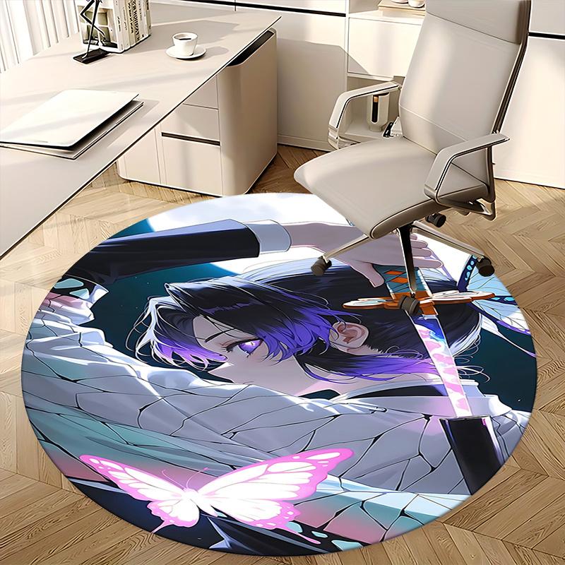 Anime Character Round Chair Mat - Decorative Rug for Home Office Living Room Bedroom Gift0425b