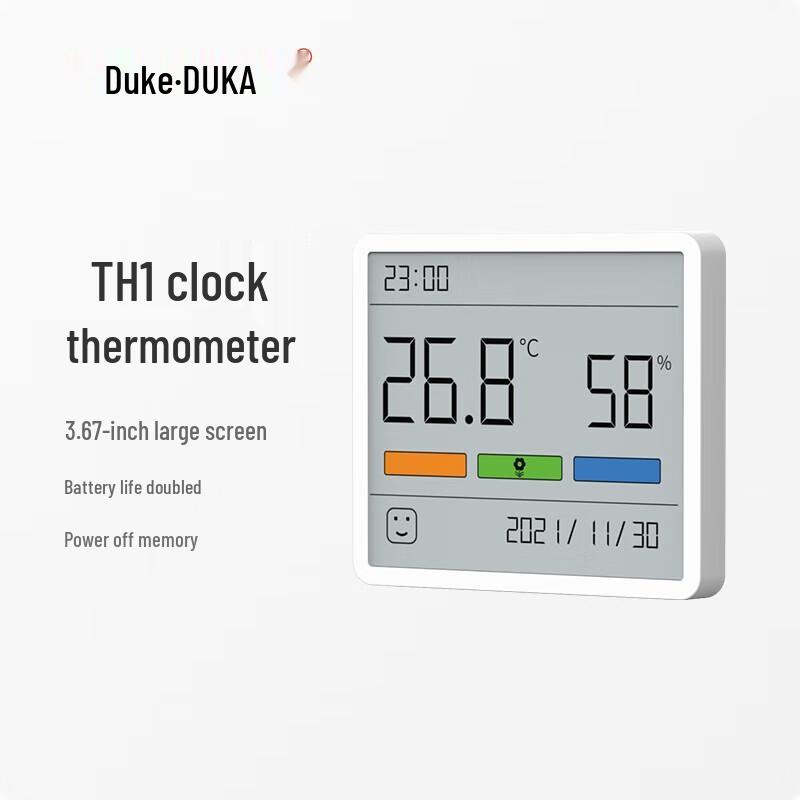 Duk TH1 Digital Indoor Thermohygrometer with Clock CN plug (adapter included)