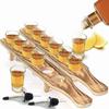 6 Holes Wooden Stand for Tequila Shot Glasses Presentation Tray Large Capacity Display Storage Solution
