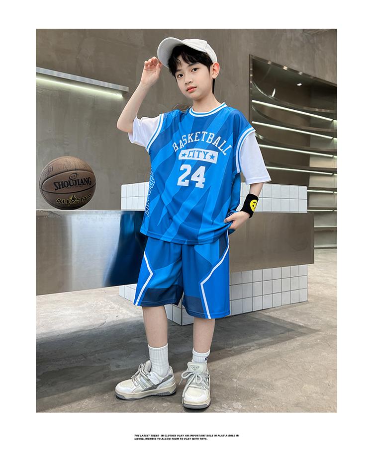 Boys' 2026 new basketball suit set, summer Western style summer outfit, primary and secondary school training suit, performance suit, sports suit