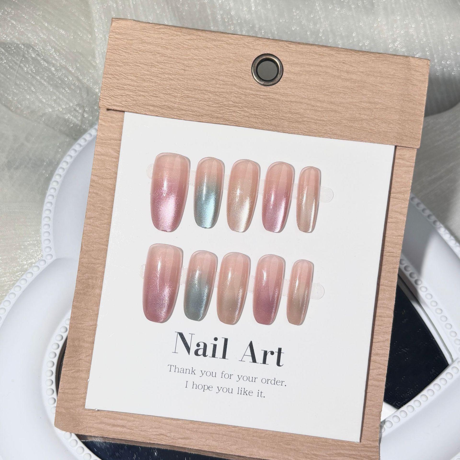 

Champagne Rainbow Gradient Cat Eye Wearable Nail Art Patches