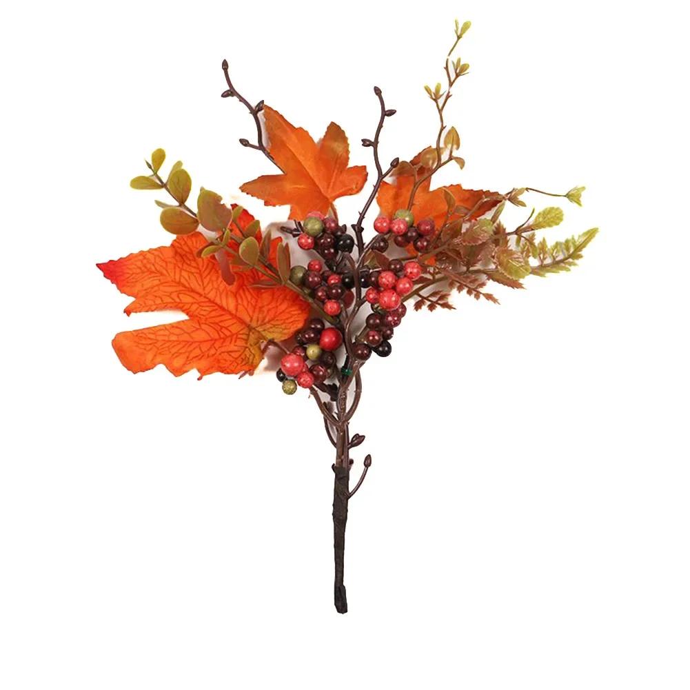 Artificial Maple Leaves Branch Fake Fall Leaves Stems Plants Outdoor Home Decor Outdoor Artificial Flower New Year 2025 Decor
