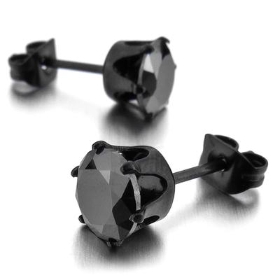 1 Stück Punk Herren Damen 6/8 mm schwarz sechs Klaue Zirkonia Ohrstecker Schmuck