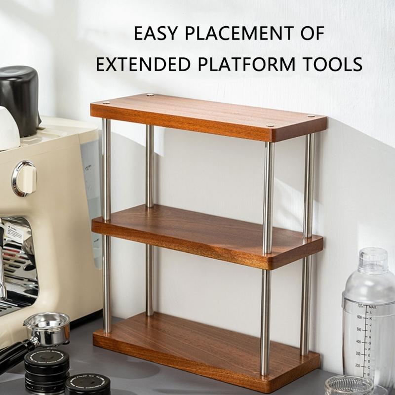 Multifunctional Wood Rack with 3 Layers Coffee Cup Display Stand Multilayer Storage Shelf Practical Cup Organizers