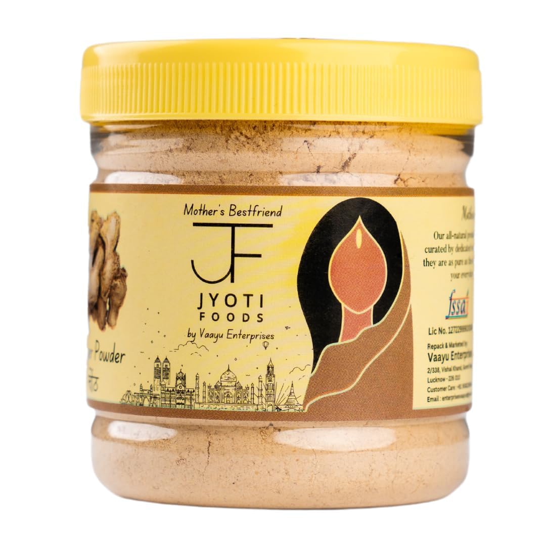 Jyoti Foods Dry Ginger Powder 100 gram | Stone Ground | Warming & Aromatic | Pure Sonth Powder | Natural Sonth | A Mother s Friend | FREE S