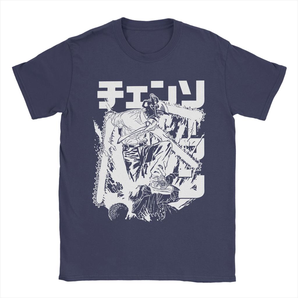 Hip Hop Chainsaw Warrior Tshirts Men 100Cotton Short Sleeve Chainsaw Man Manga Denji Devil Makima Anime Summer Clothing
