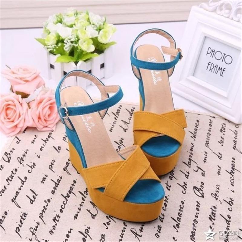 Waterproof Table Fish Mouth Word with Wedge Sandals Women's Spring and Summer New Super High Heel Women's Sandals