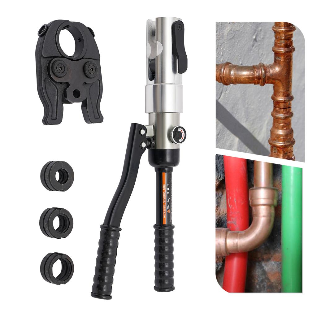 Steel Pipe Crimper,Black Hydraulic Copper Tube Crimping Tool 44*20*9cm for Pipeline Installation