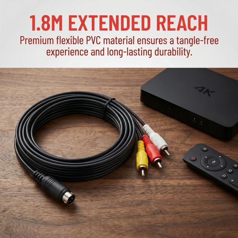 Nickel Plated Mini DIN 9 Pin to 3RCA Cable Plug and Play Mini DIN Cable  Monitor
