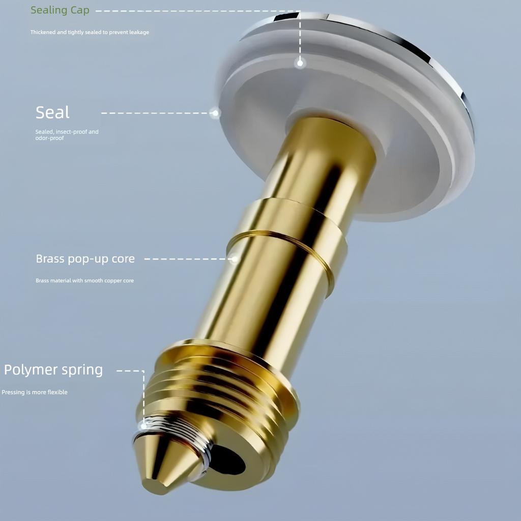 Press-Type Drain Plug for Washbasin, Basin Pop-Up Core Filter, Anti-Clogging, Anti-Odor