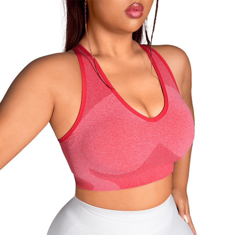 

Large Size Cross Back Adjustable Sports Bra For Women, Running Speed, Dry, Shock-Absorbing, Gathering Yoga, Fitness Bra, Vest For Women 3XL вина червоного кольору