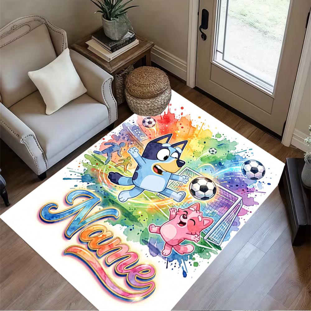 Christmas Soccer Fun Personalized Name Area Rug Suitable for Balcony Dining Room Playrooms Dormitory Anti-slip Rug Office home decor Wedding Party Gif