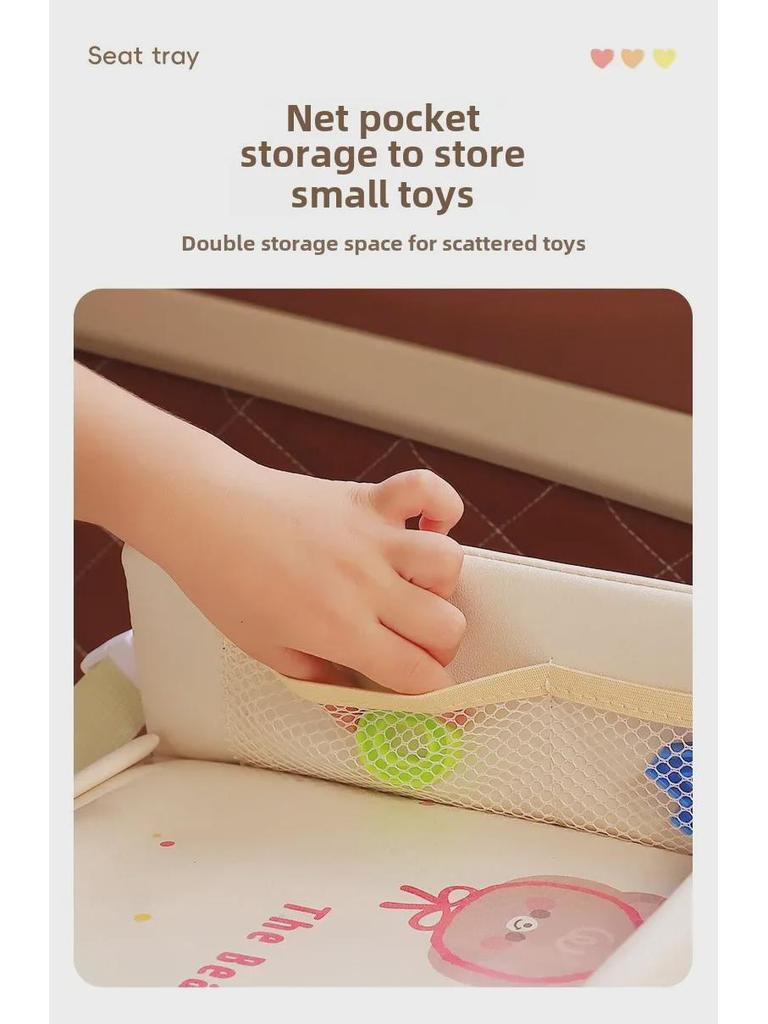 Tavă multifuncțională pentru scaun auto: Design de desene animate impermeabil pentru luat masa și depozitare