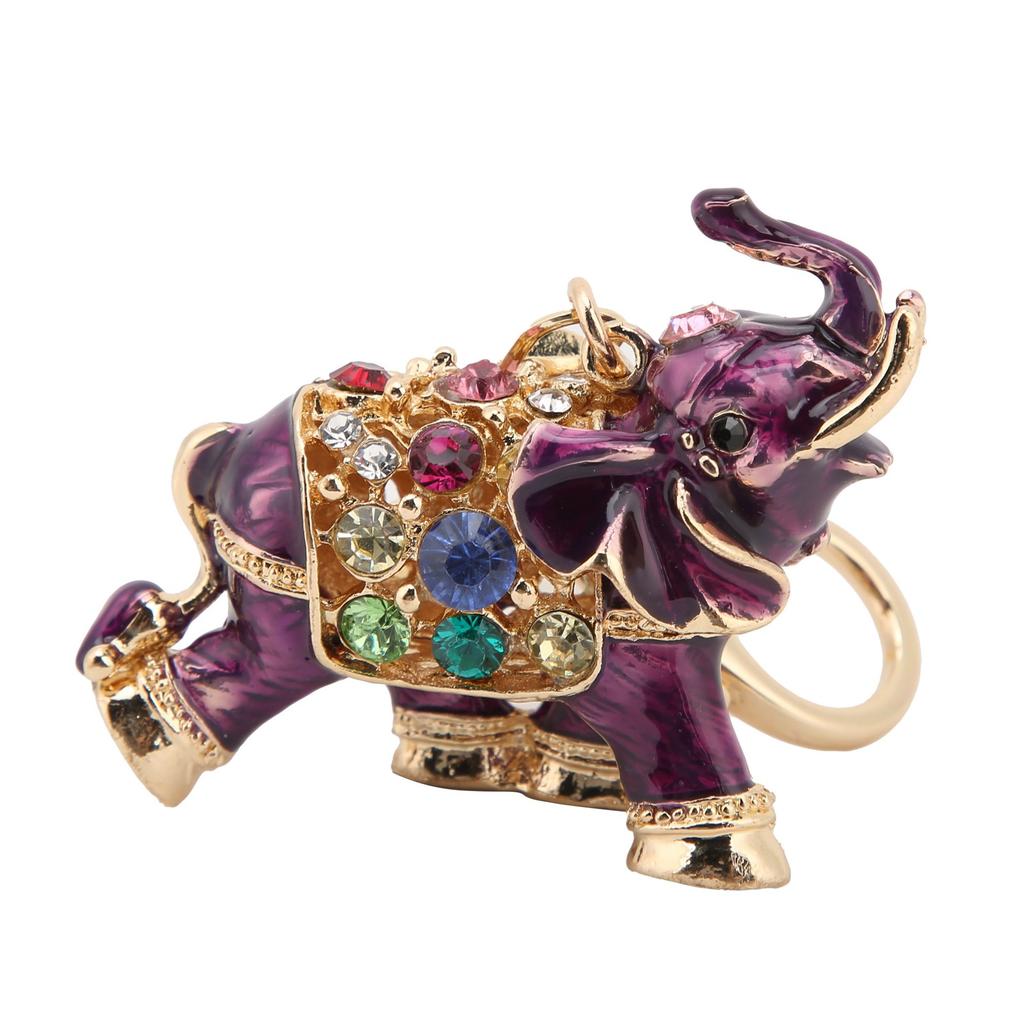 Keychain Exquisite RhinestoneEncrusted Elephant Car Bag Pendant for Girl Birthday Gift(Dark Brown )