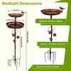 Bird Bath for Outside 118cm 2-Tier Metal Birdbath Feeder Bowls for Garden Patio Yard Lawn Decor 5-Pronged Base