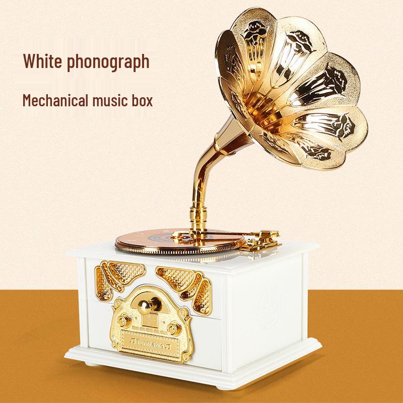 

Retro Eight-Tone Wind-Up Gramophone Music Box - Nostalgic Display & Gift for Birthdays and New Year