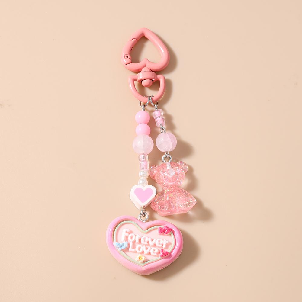 Cute Resin Star Love Heart Key Chain Women Girls 3D Bear Key Ring Pendants for Handbag Charms DIY Kid's Jewelry Gift