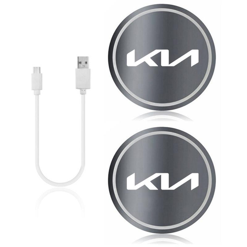 2026 Hot Car Sticker Car LED Cup Holder Light Mats Car Coasters Atmosphere Light 7 Colorful Holder For Kia Rio 3 4 K2 K3 X-Line