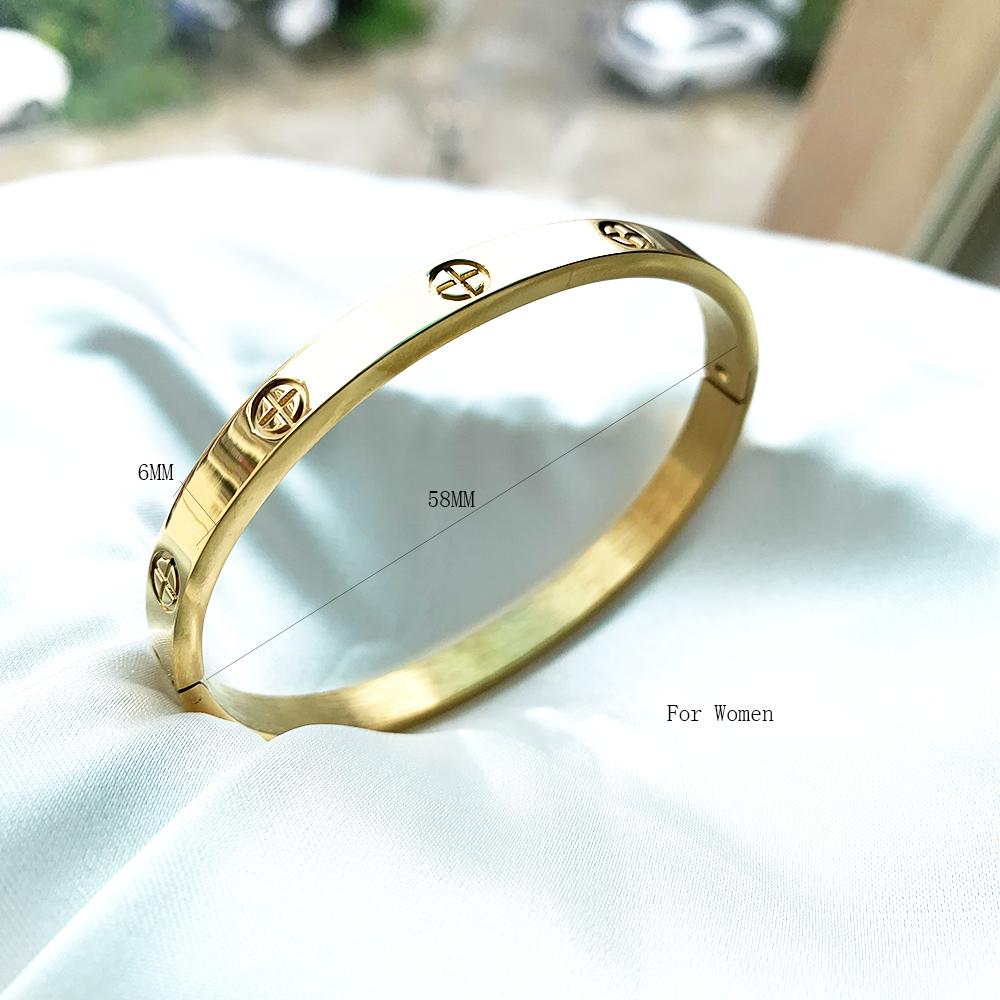 Neues Design Goldfarbe Zirkon und Kreuzmutter Nagelarmband & Armreif für Frau Edelstahl Schraube Marke Schmuck Dropshipping