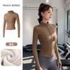 Skinny yoga clothes women's spring 1011 new velvet thickened slim stand-up collar sports jacket running warm top