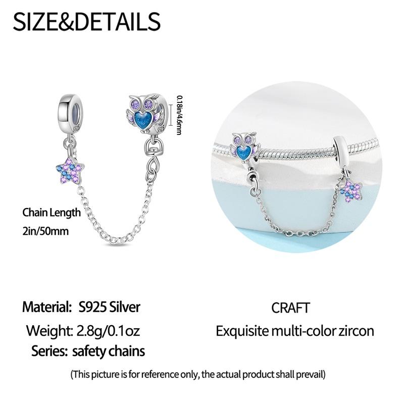 New Copper Flower Heart Bird Leaves Star Safety Chain Beads Bead Fit Bracelet Snake Chain Charms Beaded Women Gift