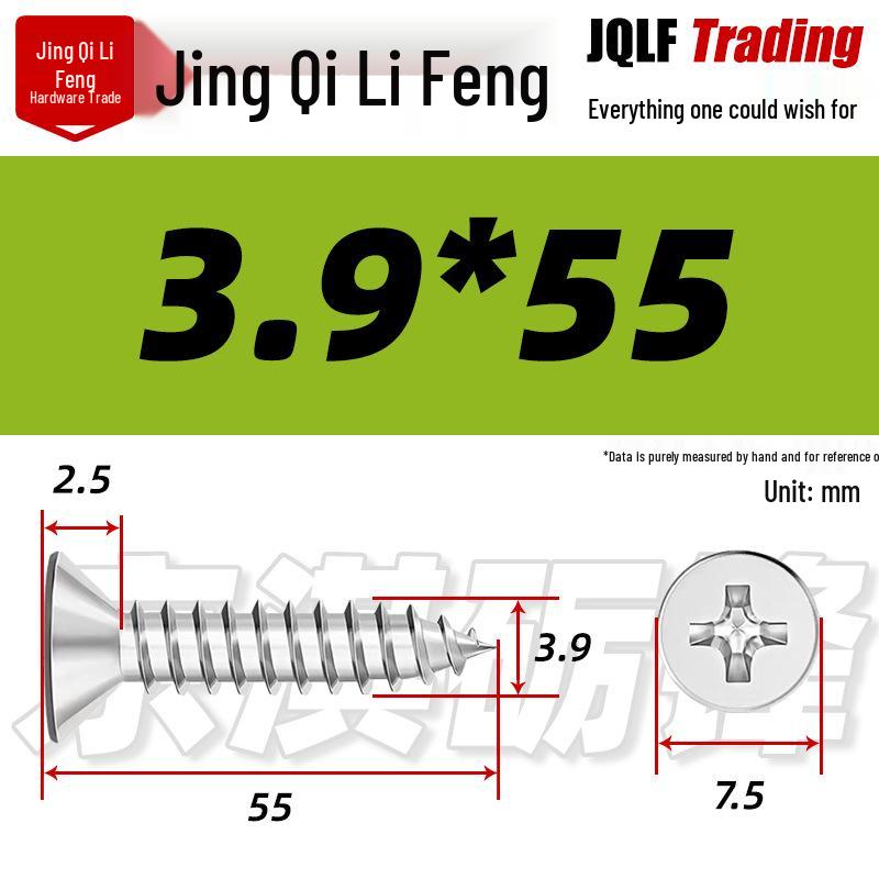 304 Stainless Steel Countersunk Self-Tapping Screw for Furniture & Outdoor Construction (GB/T 846)