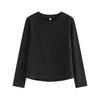 Doppelseitiges Unterhemd aus deutschem Samt für Damen, Herbst und Winter Rundhals Langarm Basic Weiß Gebürstet Weich Wachsartig Top