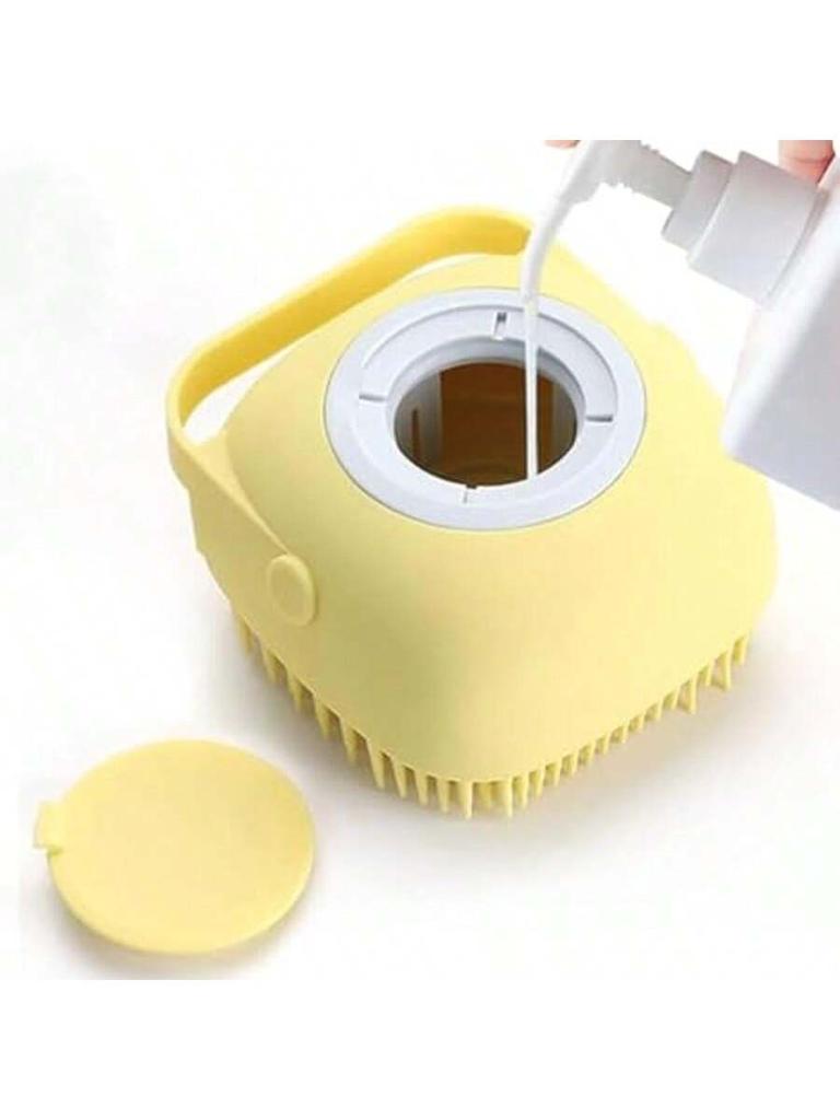 Dog Bath Brush Shampoo Scrubber for Bath Grooming/Washing Scrubber with Adjustable Ring Handle for Short Long Haired Dogs