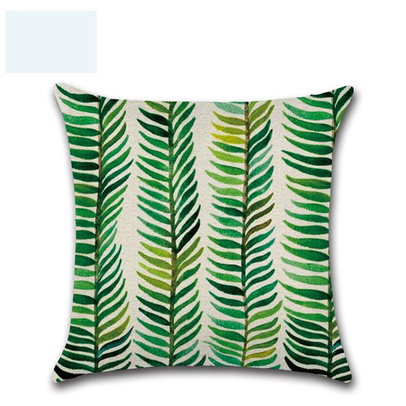 Tropical 18 Green Plant Pillow Case Cotton Sofa Cushion Cover Decorative