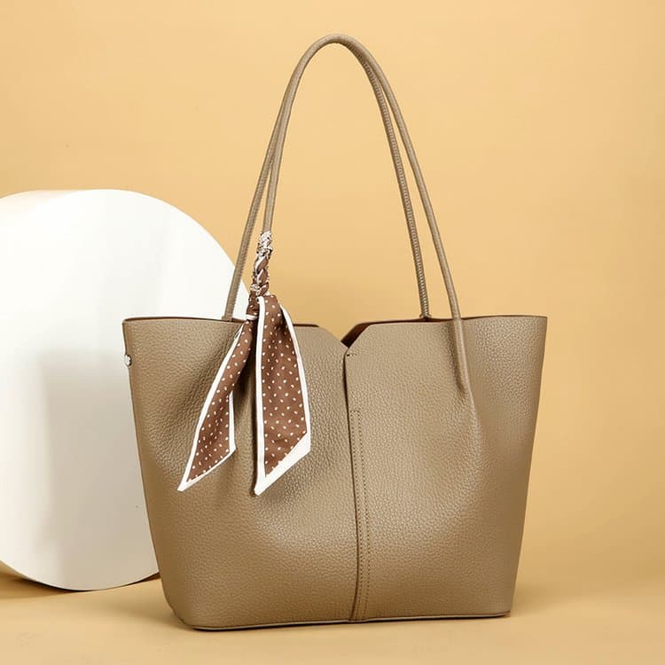 Lychee Pattern Silk Scarf Decorative Tote Bag Women s Shoulder Bag хаки