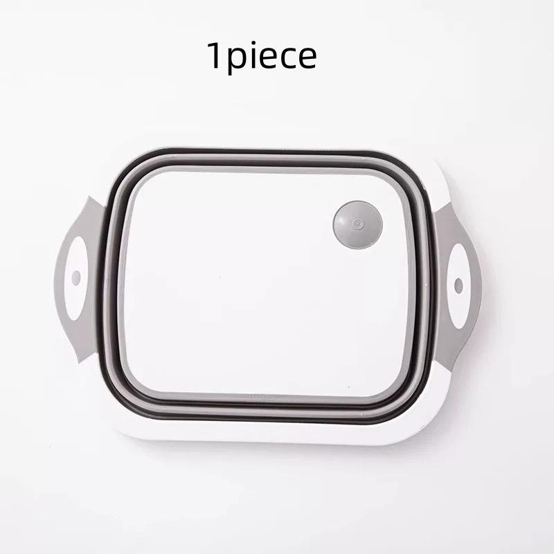

Foldable Drain Cutting Board New Multifunctional Plastic Portable Kitchen Sink Basket Collapsible Vegetable Washing Basin grayish white
