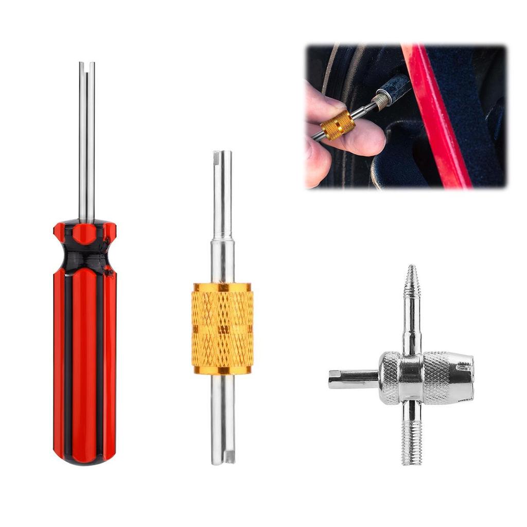 Bike Valve Core Set & Wrench Converter for Mountain and Road Repairs
