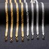 18K Gold Edelstahl Vierseitiges Armband Herren Farbechtes Halsband Flache Kette