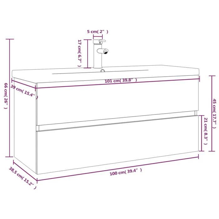 VidaXL Meuble Lavabo avec Bassin Intégré Armoire sous Lavabo Meuble de Rangement de Salle de Bain Maison Chêne Brun Bois 3152890