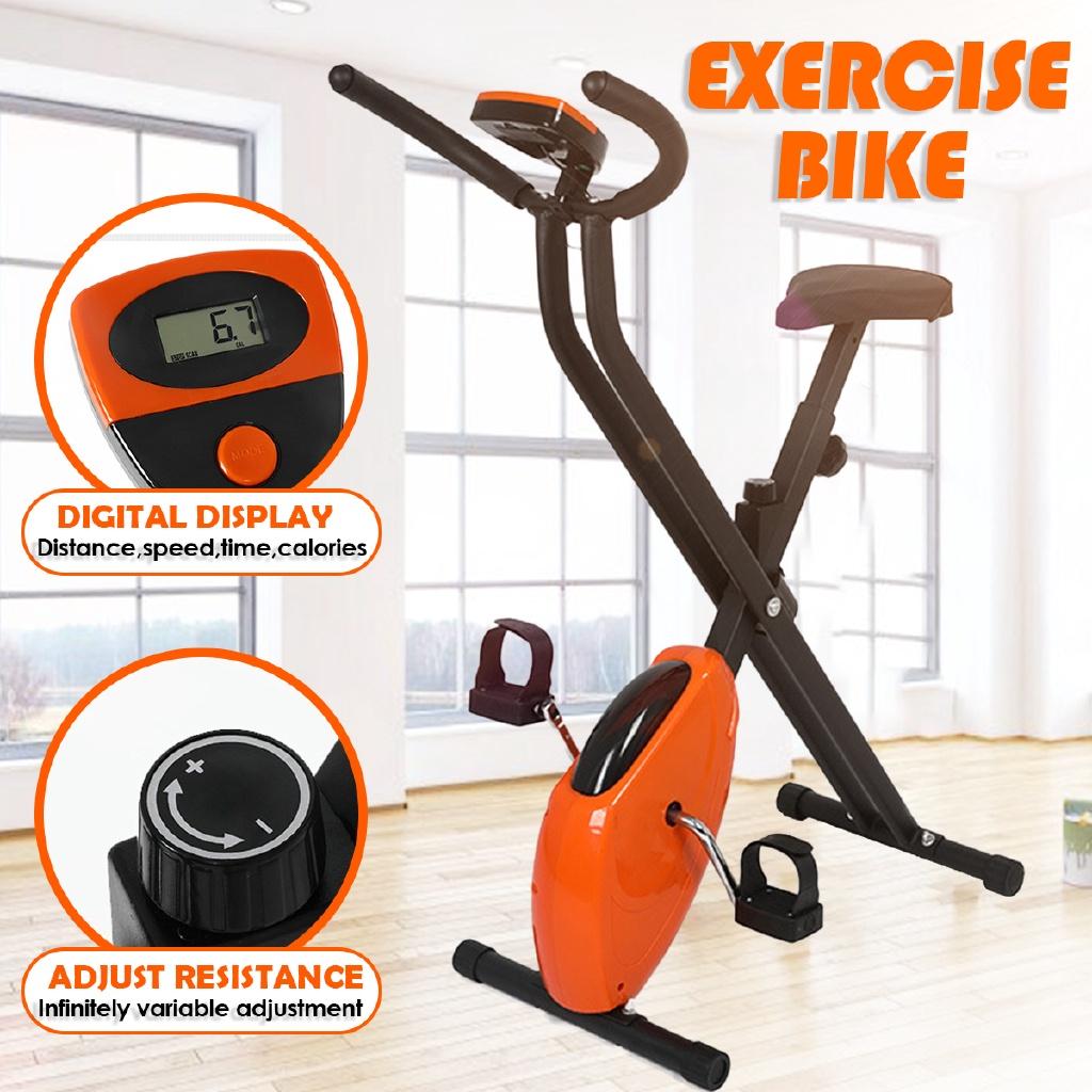 40*65*110cm Orange+Black Foldable Cardio Indoor Cycle LED Display Dynamic Bicycle Exercise Bicycle Spinning Cycling Training Equipment