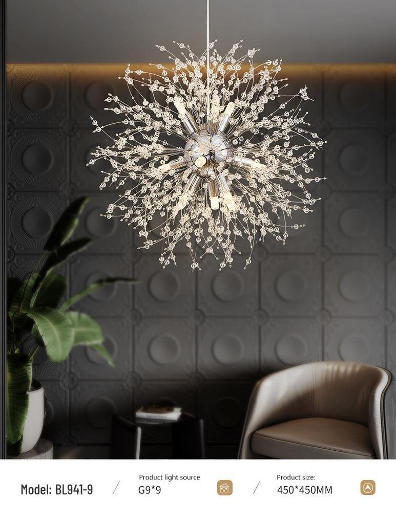 Nordic Dandelion Crystal Chandelier for Living Room or Bedroom