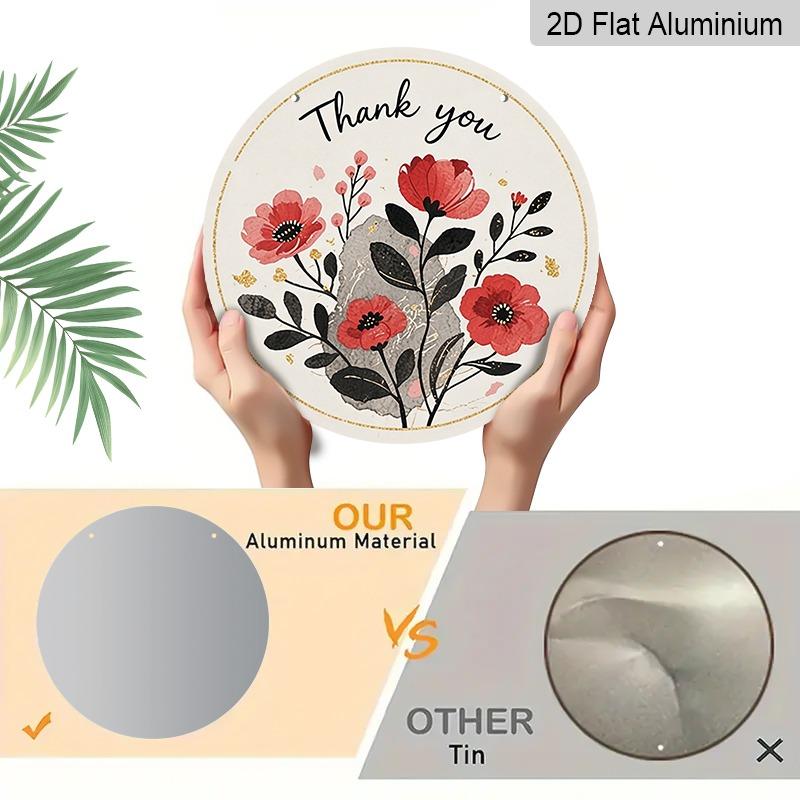 2D Flat Retro Aluminum Wall Stickers in Various Sizes. Watercolor Poppy Flower Thank-you Sign for Teachers. A Retro and Elegant Floral Pendant