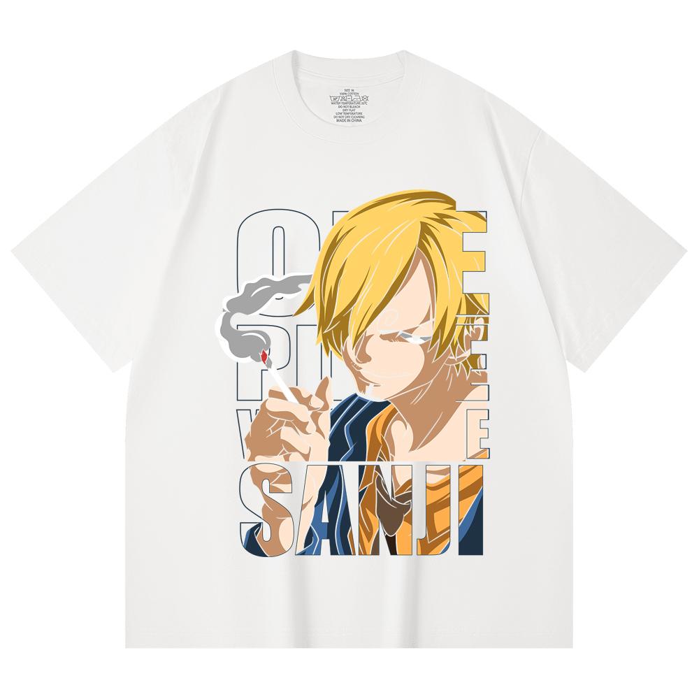 230 Gsm 100% Cotton One Piece V62 Sanji Print Unisex Heavy Cotton T Shirt