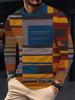 Vintage T-Shirt for Men Patchwork Grid Graphic T Shirts 3D Print Long Sleeve Tee Oversized Man Clothing Tops Creative Clothing