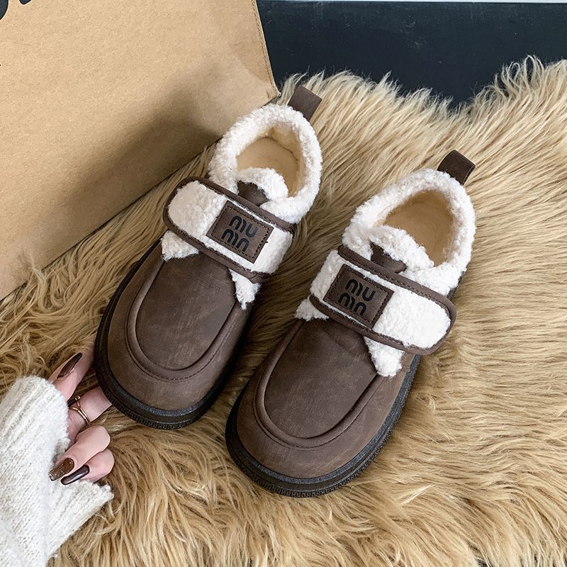 Velcro cotton shoes women's winter velvet thickened new warm non-slip thick-soled snow boots