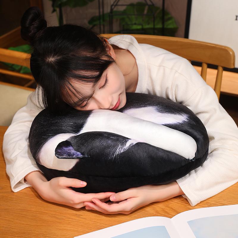 45cm Katzenkissen Weich Niedlich Plüsch Gefüllte Puppe Lustiges Tier Katzen Geburtstagsgeschenk Kissen Heimdekoration Sofa Bett Ruhekissen