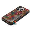 For iPhone 16 Pro Max Case with Card Holder Flowers Design Leather Phone Cover Kickstand