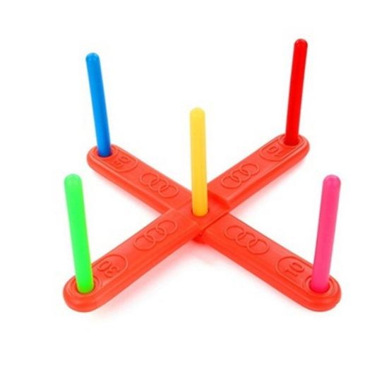 Hoop Ring Toss Plastic Quoits Garden Game Pool Toy Outdoor Family Kids Fun Set