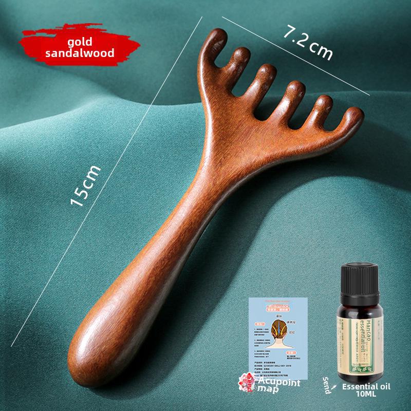 Sandelholz Geweih Massagegerät: Fünf-Klauen Kopfhaut-Therapiekamm