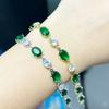 Green Oval Zircon Charm Bracelets For Women Fashion Emerald Crystal Bracelet Gold Sliver Color Bridal Wedding Jewelry