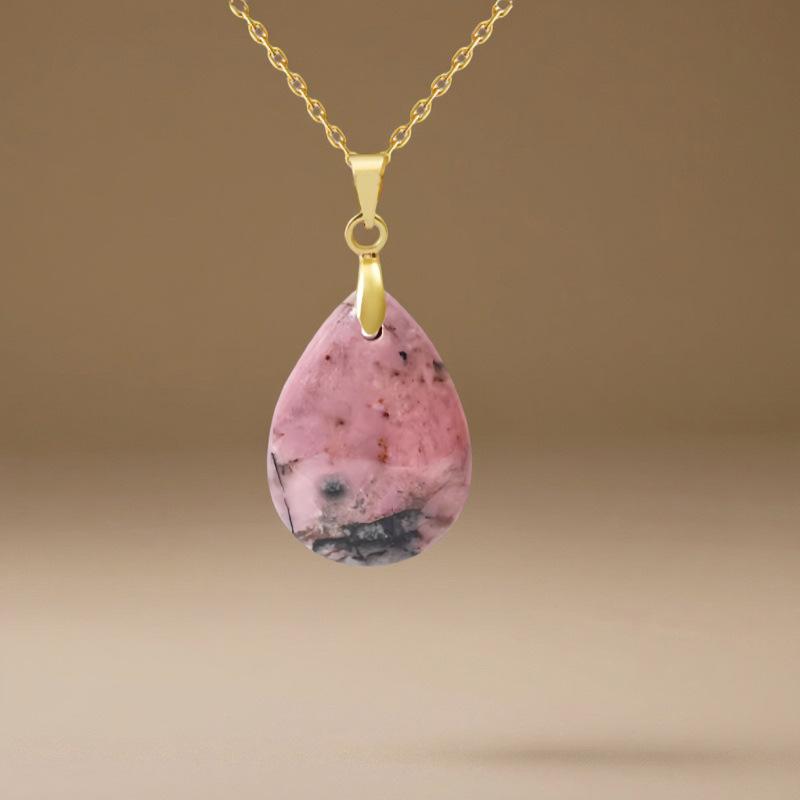 High Quality For Natural Crystal Stone Water Drop Pendant Necklace Jewelry Simple Fashion Necklace Jewelry розового золота
