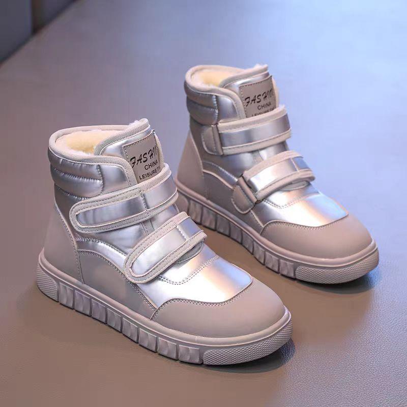 

Хлопковые ботинки для девочек зима 2025 новые бархатные студенческие короткие ботинки детские теплые утолщенные большие хлопковые туфли девочки зимние ботинки 33-38 yards one hand shot 6 pairs серебряный