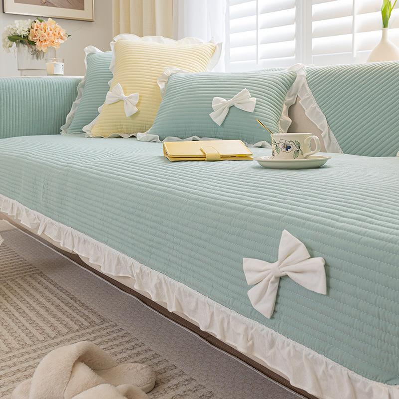 Simple Solid Color Sofa Cushion Four Seasons Cotton Fabric Non-Slip Cotton Cushion Universal Modern Sofa Cover Towel