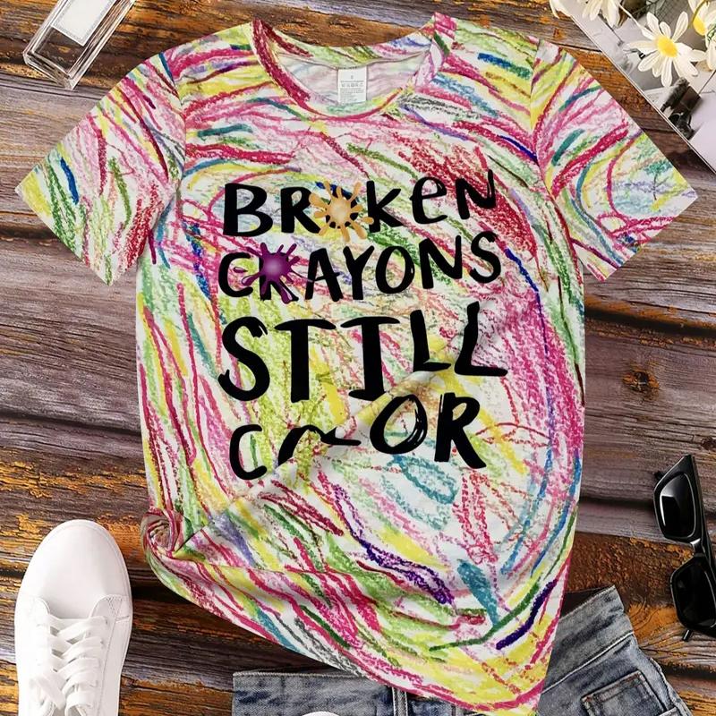 

Women Summer T Shirt Retro Fashion Short Sleeve Tees Casual Trend Printed Tops XS коричневий